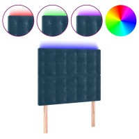 Produktbild för Sänggavel LED mörkblå 90x5x118/128 cm sammet
