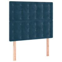 Produktbild för Sänggavel LED mörkblå 90x5x118/128 cm sammet