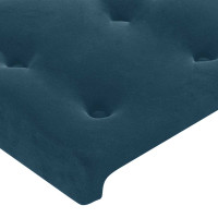 Produktbild för Sänggavel LED mörkblå 90x5x118/128 cm sammet