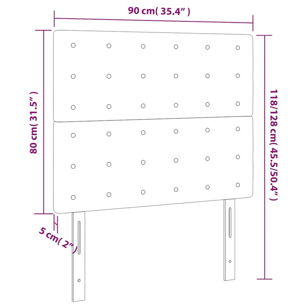 Produktbild för Sänggavel LED mörkblå 90x5x118/128 cm sammet