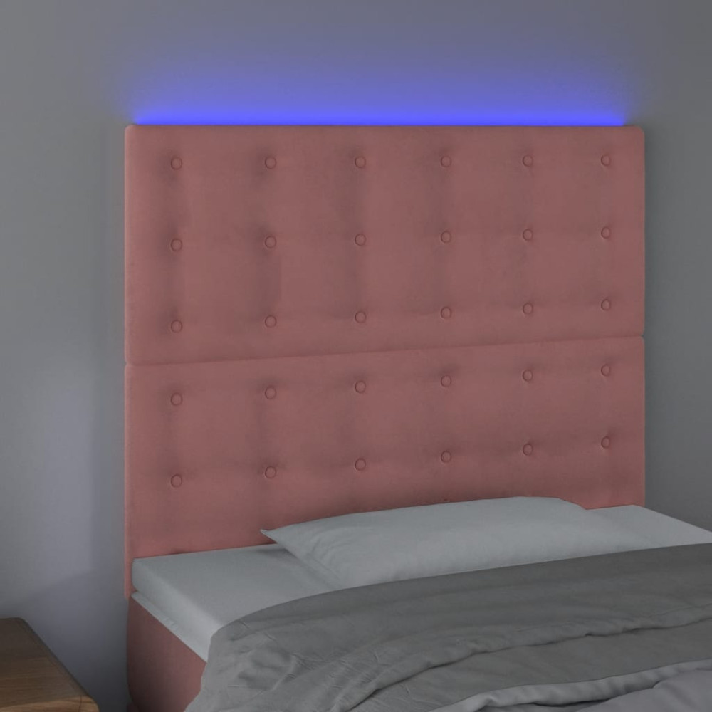 Produktbild för Sänggavel LED rosa 90x5x118/128 cm sammet