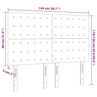 Produktbild för Sänggavel LED mörkgrön 144x5x118/128 cm sammet