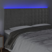 Produktbild för Sänggavel LED ljusgrå 160x5x118/128 cm sammet