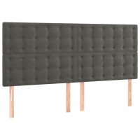 Produktbild för Sänggavel LED mörkgrå 160x5x118/128 cm sammet