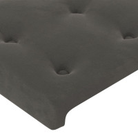 Produktbild för Sänggavel LED mörkgrå 160x5x118/128 cm sammet