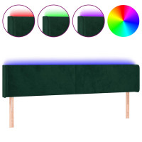 Produktbild för Sänggavel LED mörkgrön 163x16x78/88 cm sammet