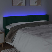 Produktbild för Sänggavel LED mörkgrön 163x16x78/88 cm sammet