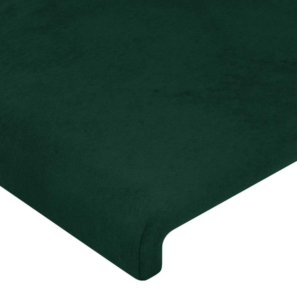 Produktbild för Sänggavel LED mörkgrön 163x16x78/88 cm sammet