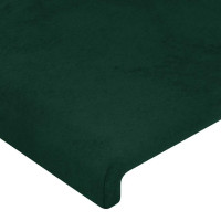 Produktbild för Sänggavel LED mörkgrön 163x16x78/88 cm sammet