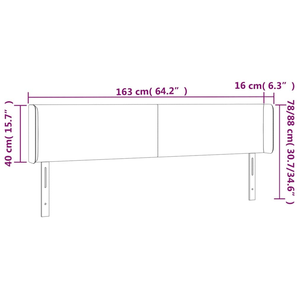 Produktbild för Sänggavel LED mörkgrön 163x16x78/88 cm sammet
