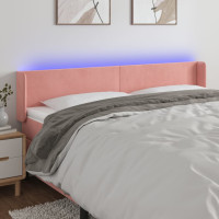 Produktbild för Sänggavel LED rosa 163x16x78/88 cm sammet