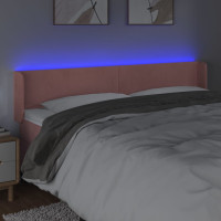 Produktbild för Sänggavel LED rosa 163x16x78/88 cm sammet