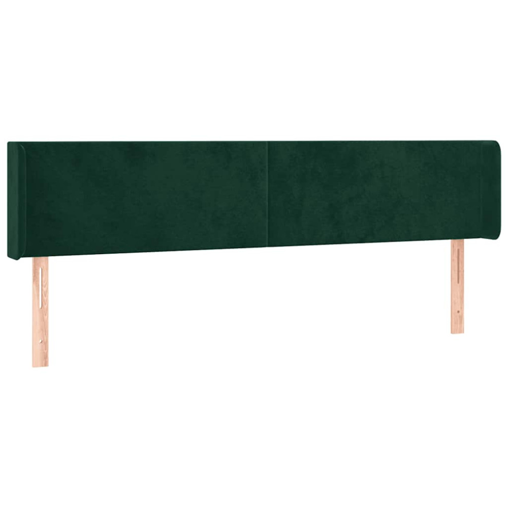 Produktbild för Sänggavel LED mörkgrön 183x16x78/88 cm sammet