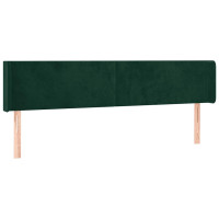 Produktbild för Sänggavel LED mörkgrön 183x16x78/88 cm sammet