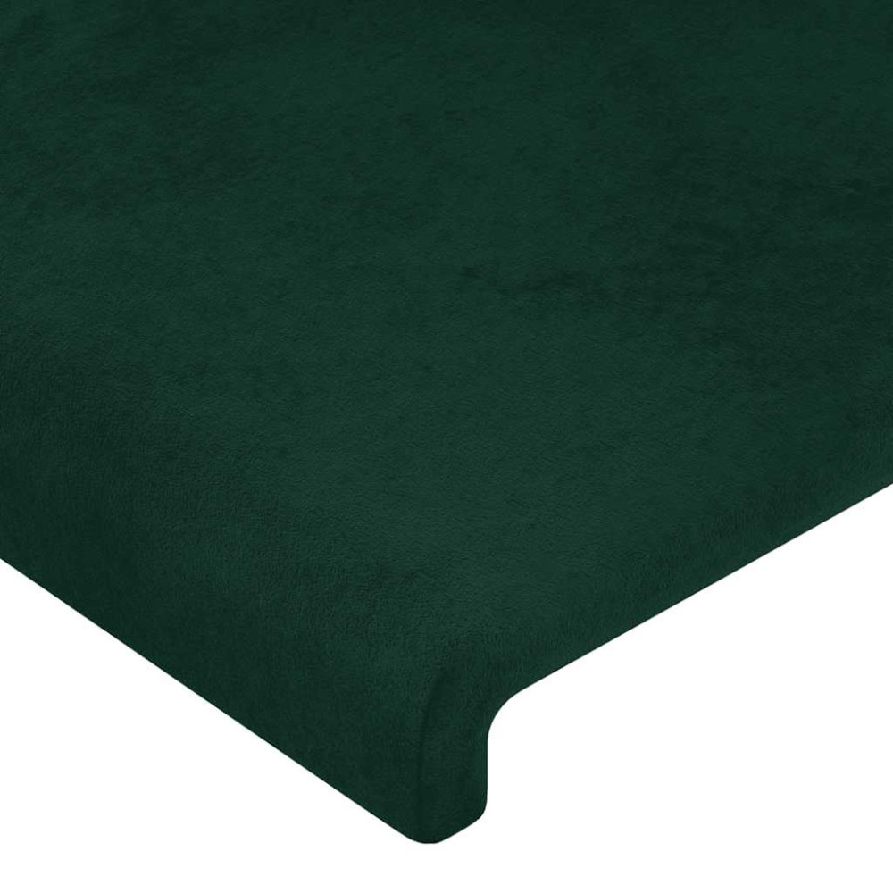 Produktbild för Sänggavel LED mörkgrön 183x16x78/88 cm sammet