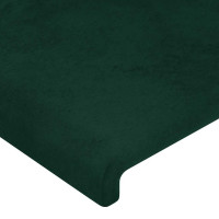 Produktbild för Sänggavel LED mörkgrön 183x16x78/88 cm sammet