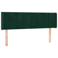 Produktbild för Sänggavel LED mörkgrön 147x16x78/88 cm sammet
