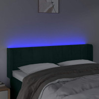 Produktbild för Sänggavel LED mörkgrön 147x16x78/88 cm sammet