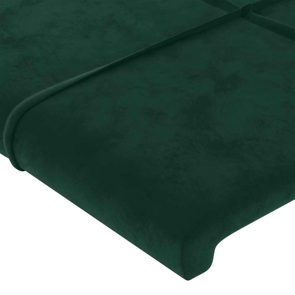 Produktbild för Sänggavel LED mörkgrön 147x16x78/88 cm sammet