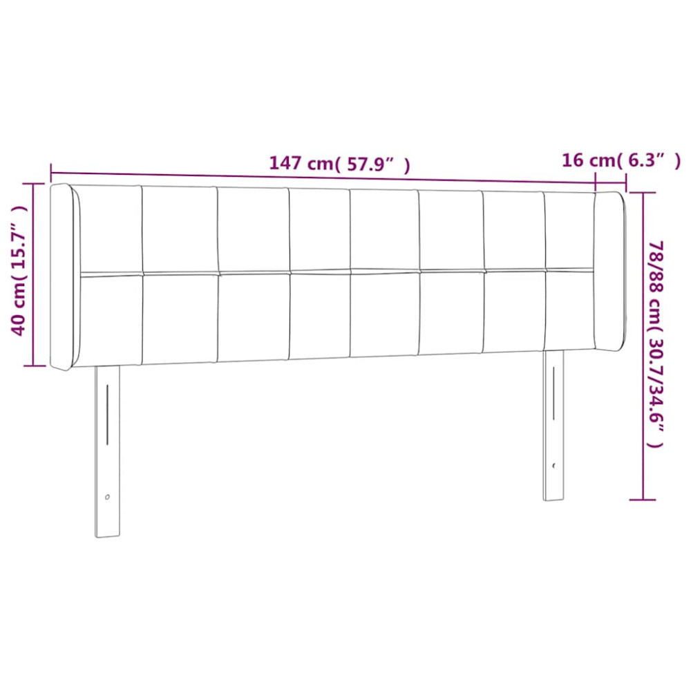 Produktbild för Sänggavel LED mörkgrön 147x16x78/88 cm sammet