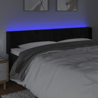 Produktbild för Sänggavel LED svart 163x16x78/88 cm sammet