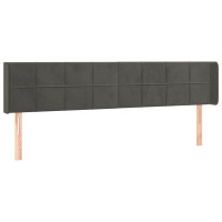 Produktbild för Sänggavel LED mörkgrå 183x16x78/88 cm sammet
