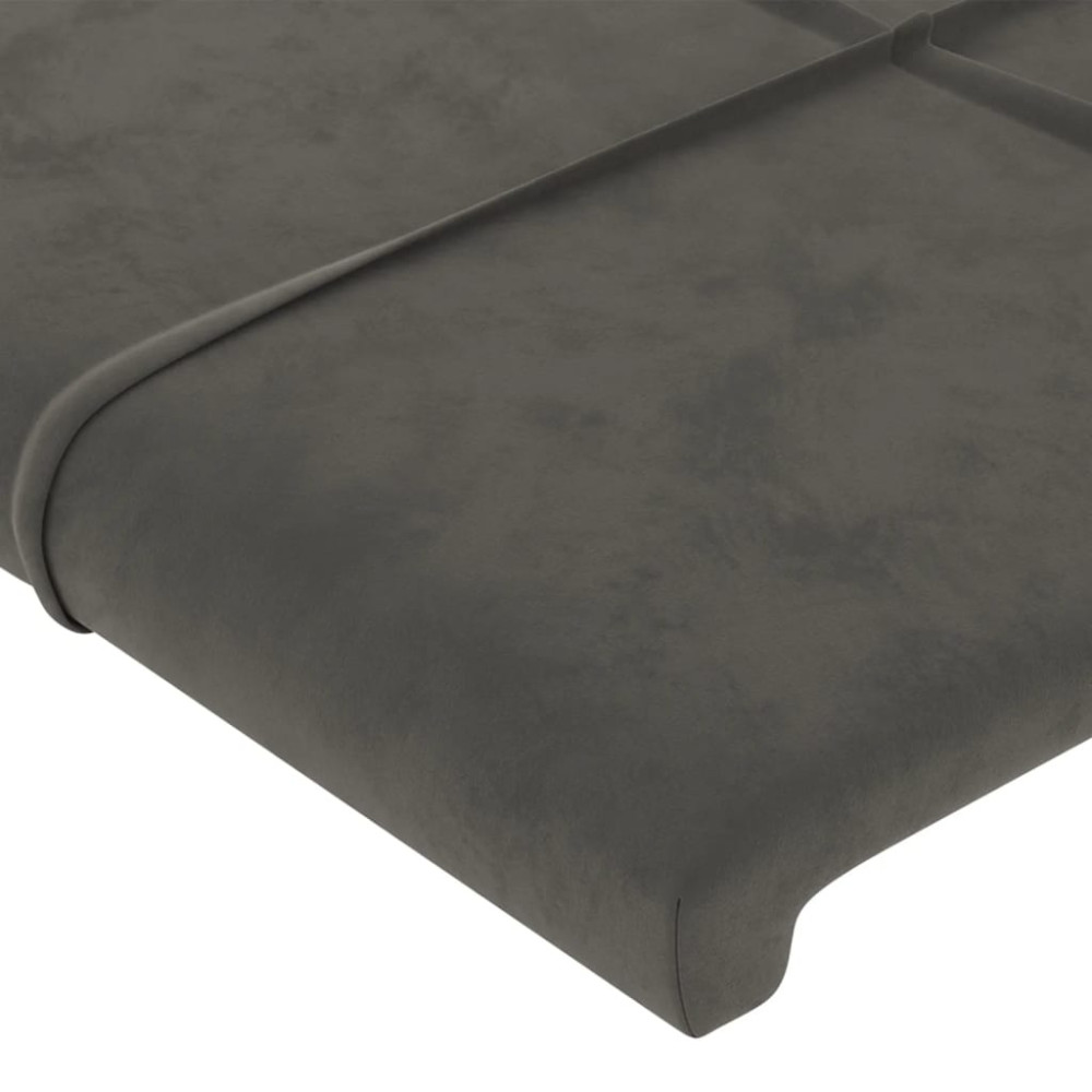 Produktbild för Sänggavel LED mörkgrå 183x16x78/88 cm sammet