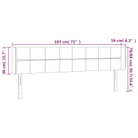 Produktbild för Sänggavel LED mörkgrå 183x16x78/88 cm sammet