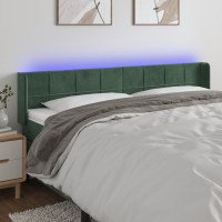 Produktbild för Sänggavel LED mörkgrön 183x16x78/88 cm sammet