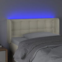 Produktbild för Sänggavel LED gräddvit 93x16x78/88 cm konstläder