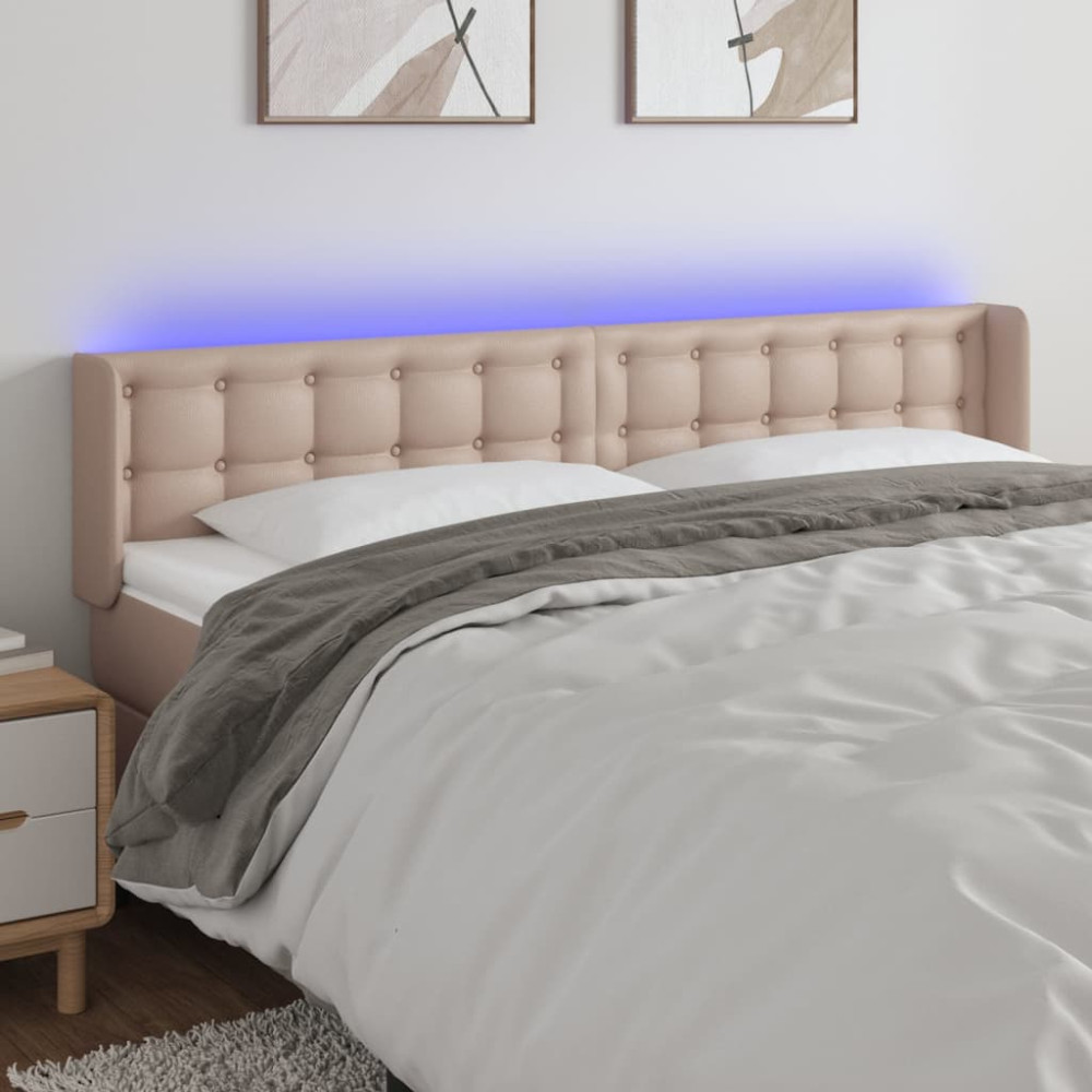 Produktbild för Sänggavel LED cappuccino 203x16x78/88 cm konstläder