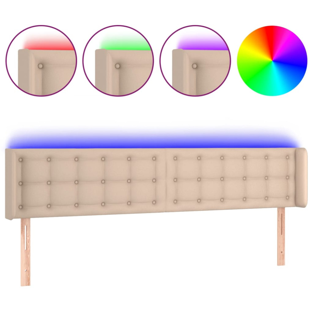 Produktbild för Sänggavel LED cappuccino 203x16x78/88 cm konstläder