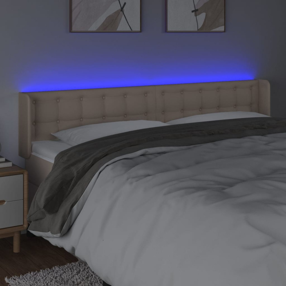 Produktbild för Sänggavel LED cappuccino 203x16x78/88 cm konstläder