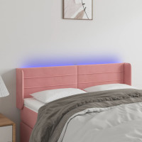 Produktbild för Sänggavel LED rosa 147x16x78/88 cm sammet