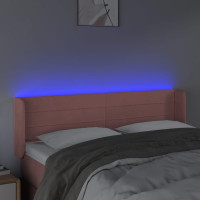 Produktbild för Sänggavel LED rosa 147x16x78/88 cm sammet