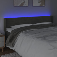 Produktbild för Sänggavel LED mörkgrå 203x16x78/88 cm sammet