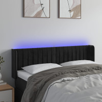 Produktbild för Sänggavel LED svart 147x16x78/88 cm sammet