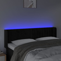 Produktbild för Sänggavel LED svart 147x16x78/88 cm sammet