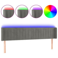 Produktbild för Sänggavel LED ljusgrå 183x16x78/88 cm sammet