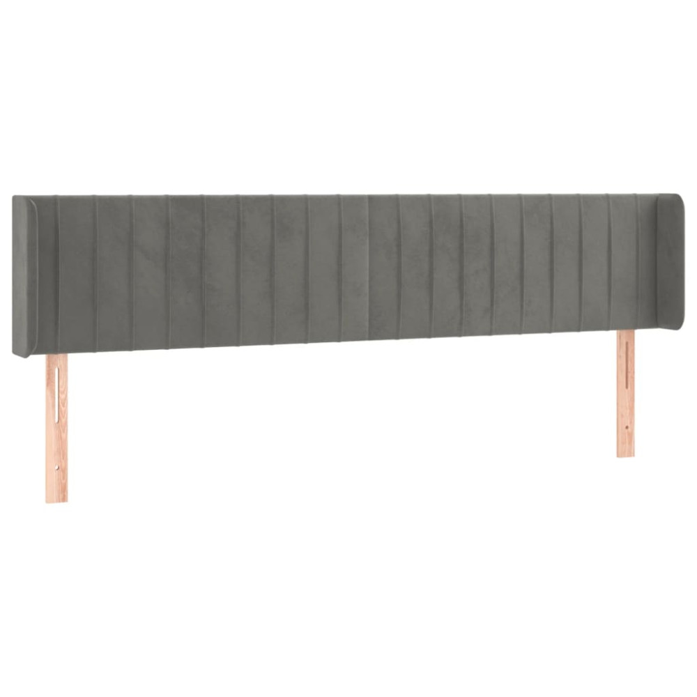 Produktbild för Sänggavel LED ljusgrå 183x16x78/88 cm sammet