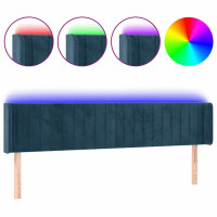 Produktbild för Sänggavel LED mörkblå 183x16x78/88 cm sammet