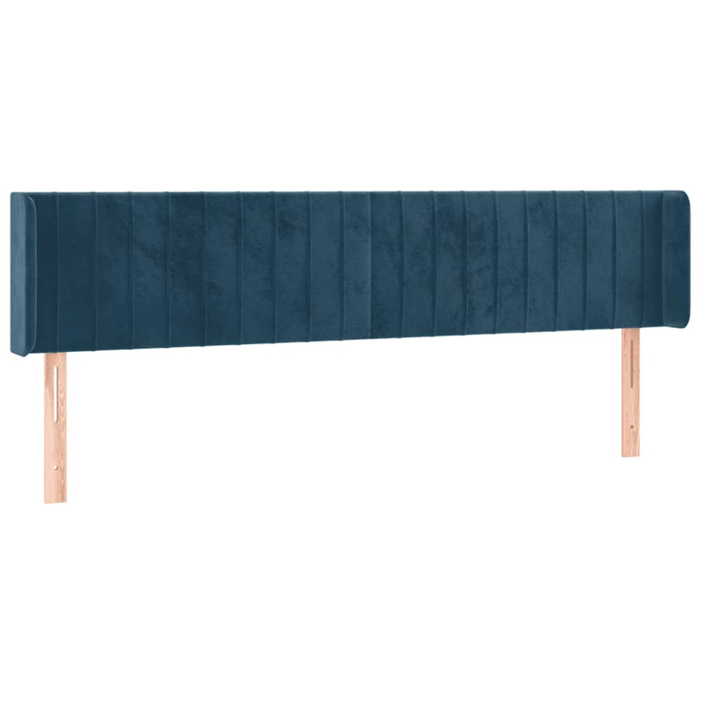 Produktbild för Sänggavel LED mörkblå 183x16x78/88 cm sammet