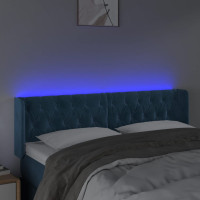 Produktbild för Sänggavel LED mörkblå 163x16x78/88 cm sammet