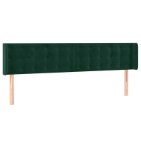 Produktbild för Sänggavel LED mörkgrön 163x16x78/88 cm sammet