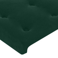 Produktbild för Sänggavel LED mörkgrön 163x16x78/88 cm sammet