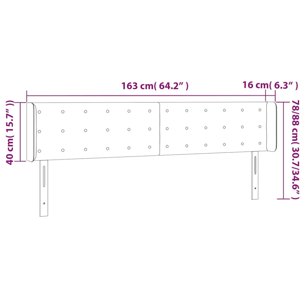 Produktbild för Sänggavel LED mörkgrön 163x16x78/88 cm sammet