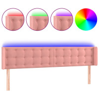 Produktbild för Sänggavel LED rosa 163x16x78/88 cm sammet