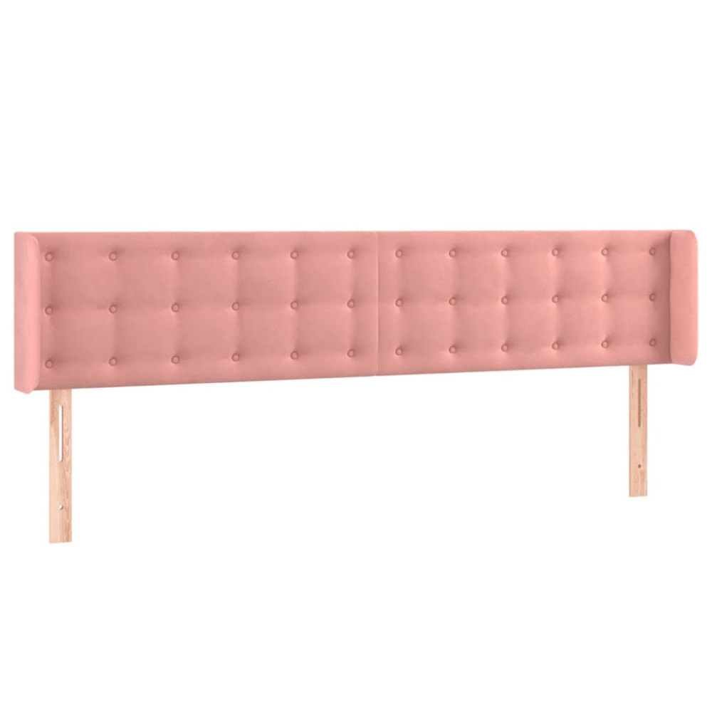 Produktbild för Sänggavel LED rosa 163x16x78/88 cm sammet