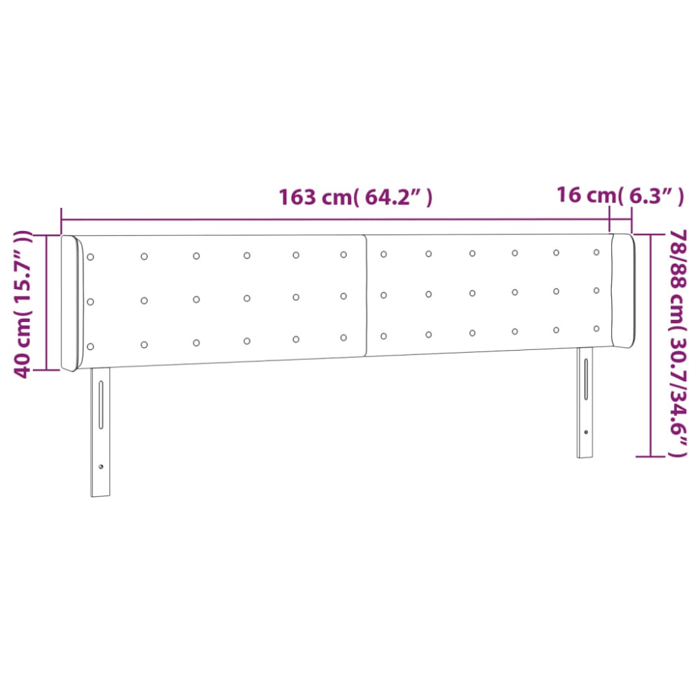Produktbild för Sänggavel LED rosa 163x16x78/88 cm sammet