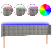 Produktbild för Sänggavel LED ljusgrå 183x16x78/88 cm sammet